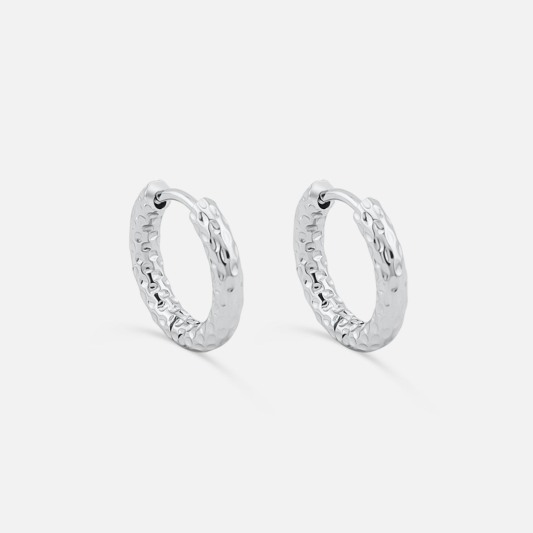 Classic Hamret Hoops Sølvfarvet 10 mm - BY CARA
