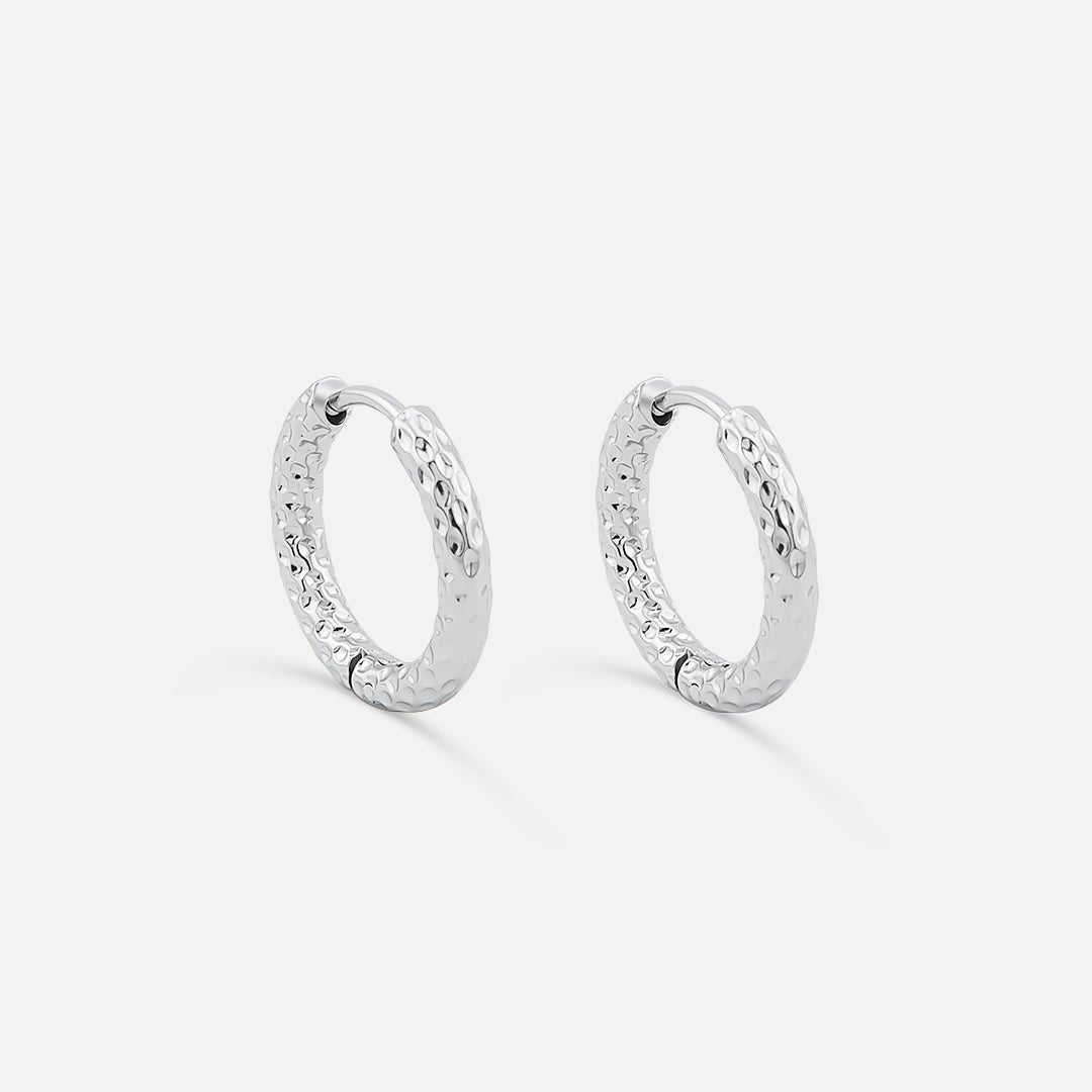 Classic Hamret Hoops Sølvfarvet 12 mm - BY CARA
