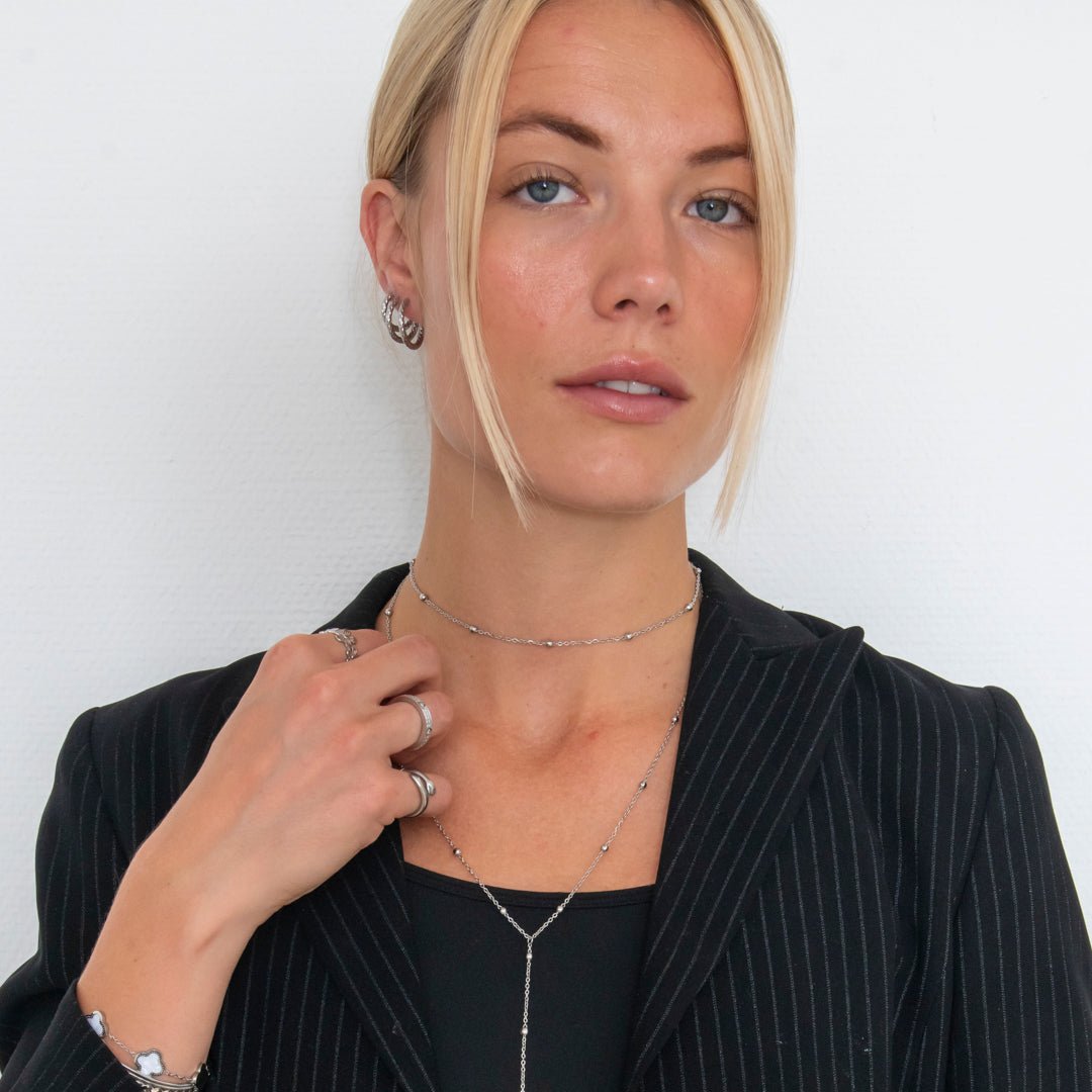 Classic Hamret Hoops Sølvfarvet 12 mm - BY CARA
