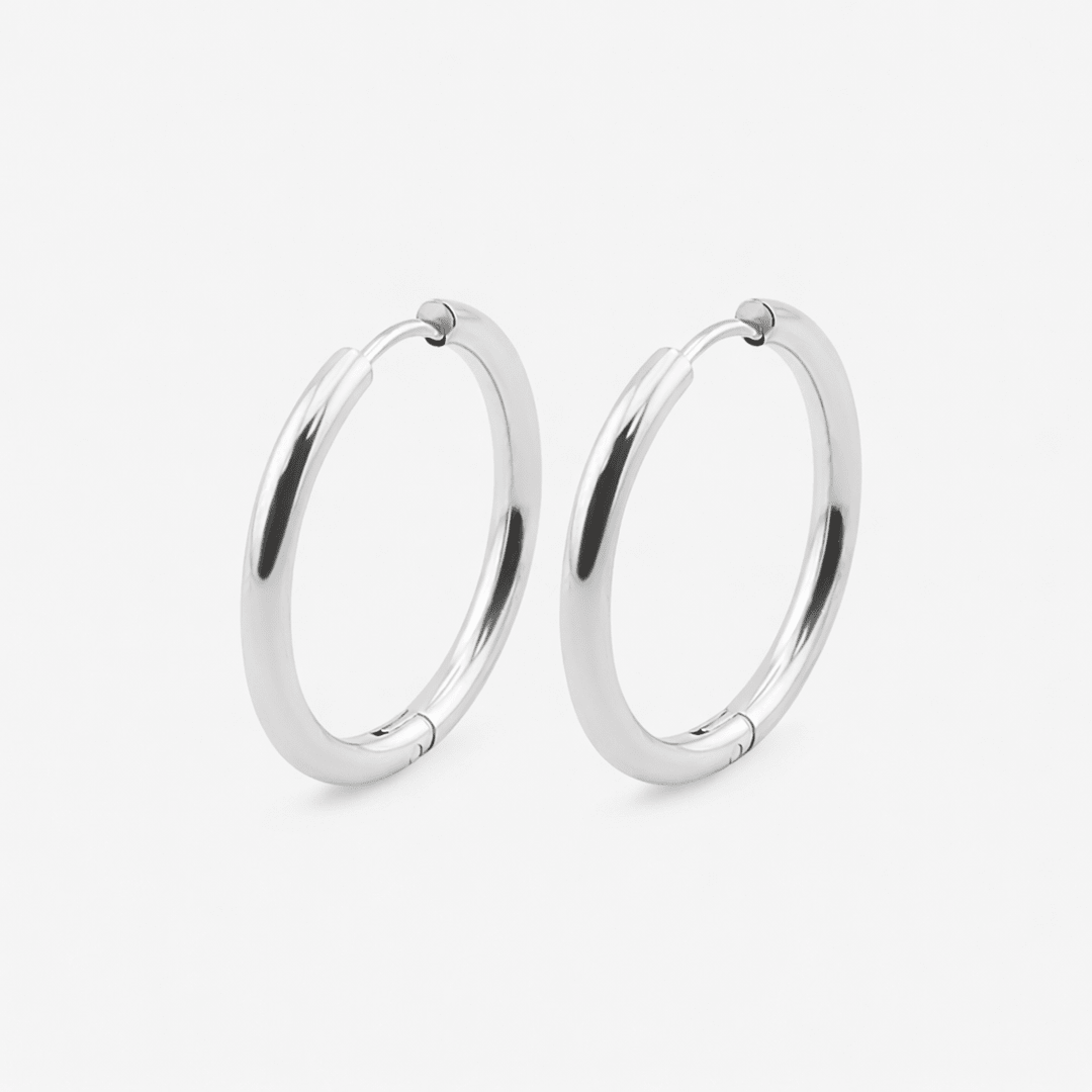 Classic Hoops Sølvfarvet 25 mm - BY CARA
