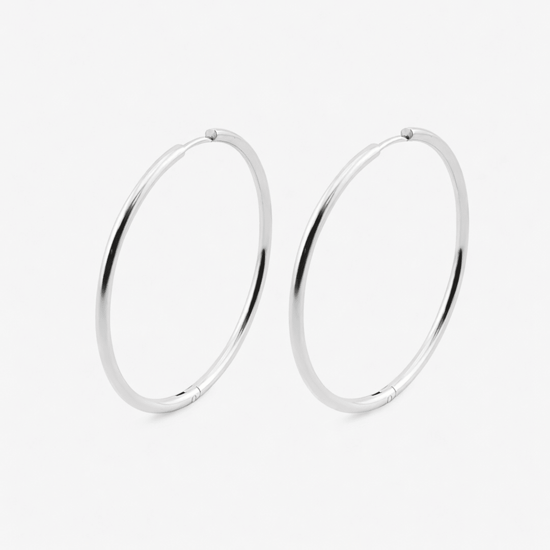 Classic Hoops Sølvfarvet 40 mm - BY CARA