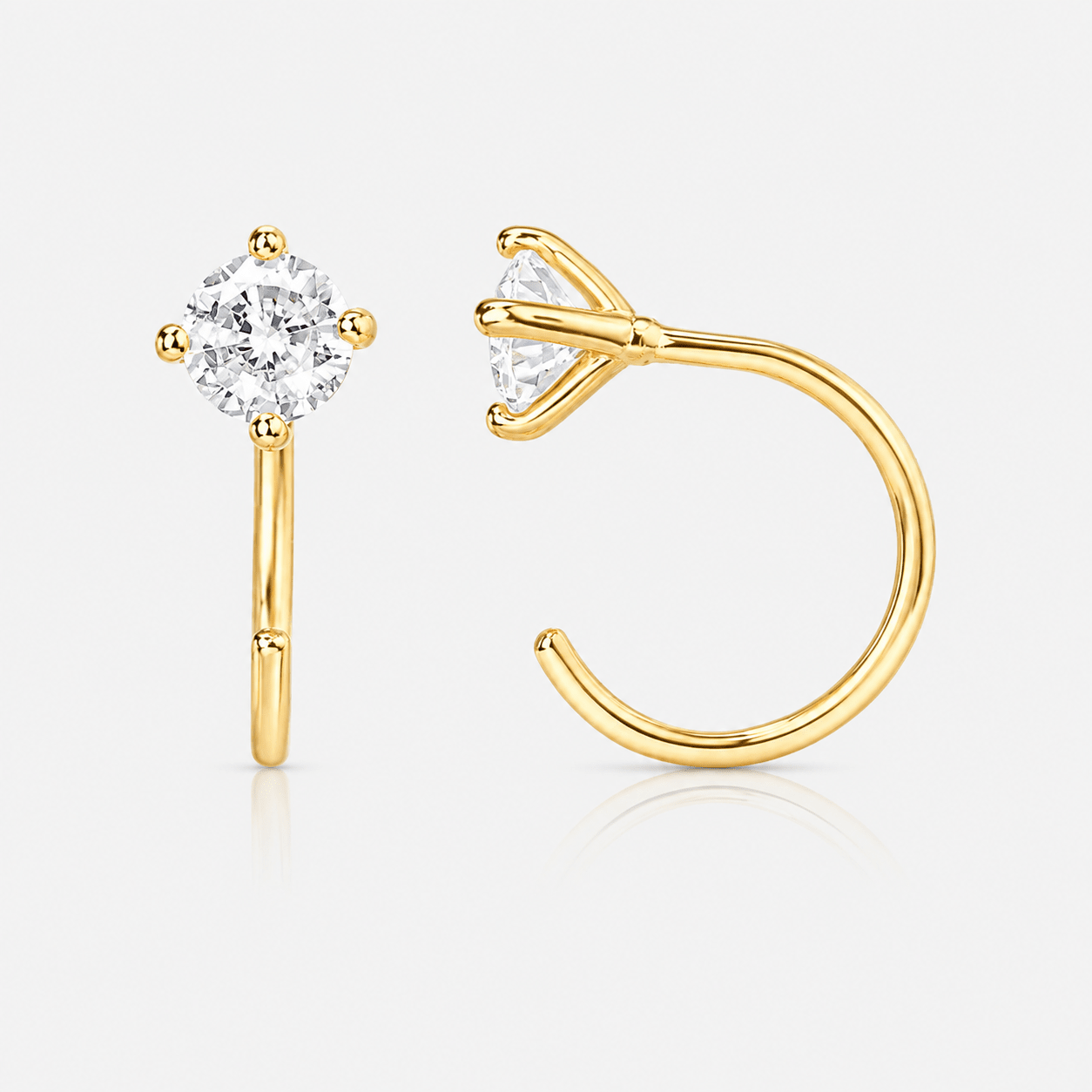 Classic Prong Half Hoops 18K Guldbelagt 10 mm - BY CARA