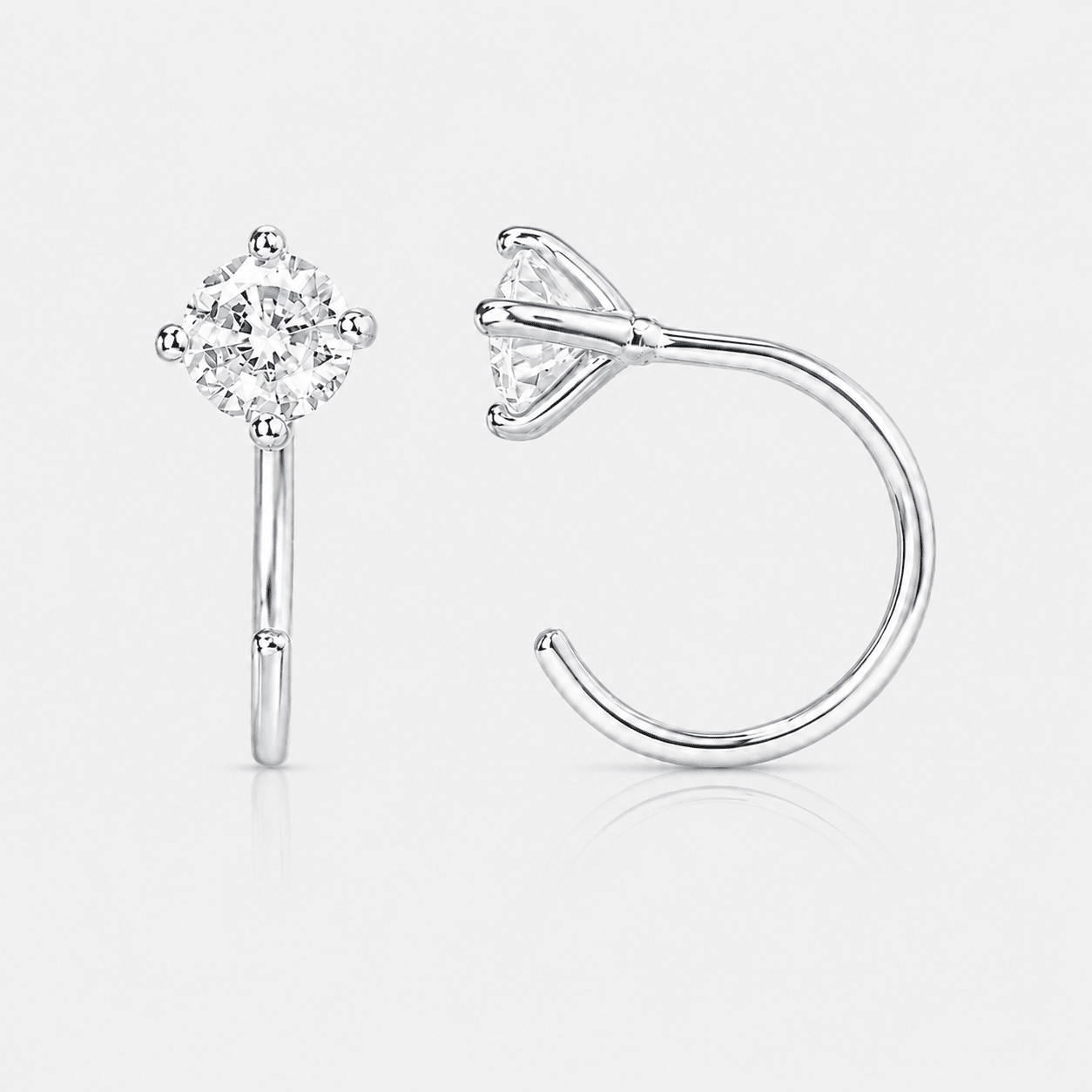 Classic Prong Half Hoops sølvfarvet 8 mm - BY CARA