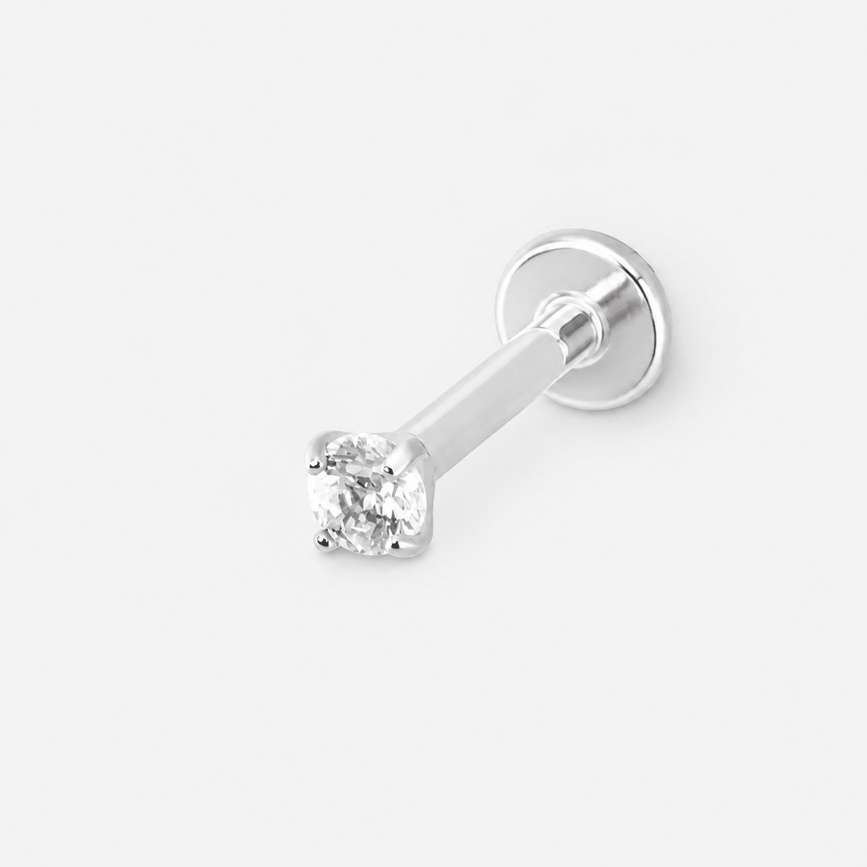 Classic Solitaire Labret 2,5 mm sølvfarvet - BY CARA