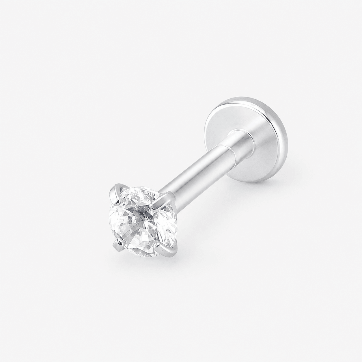 Classic Solitaire Labret 3 mm sølvfarvet - BY CARA