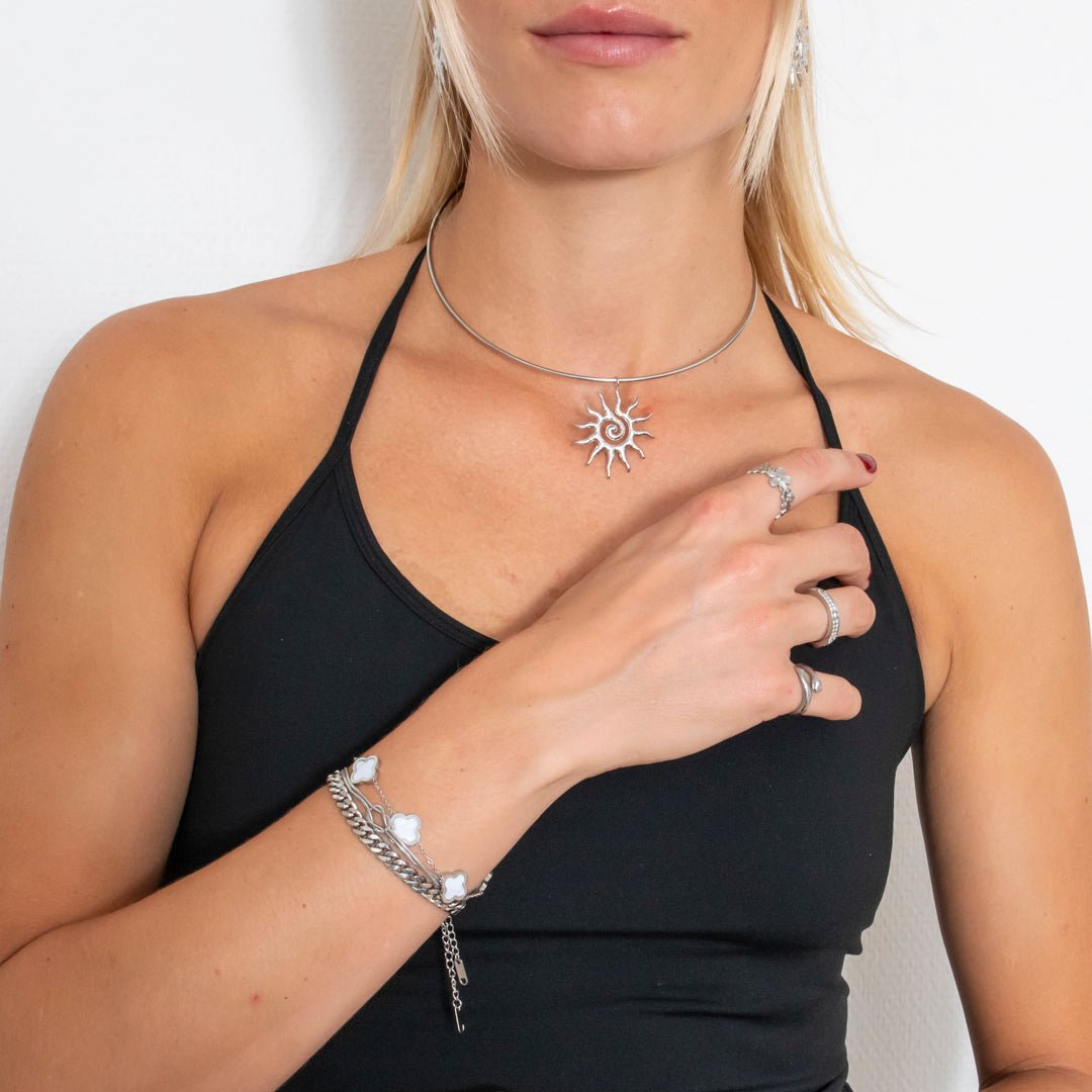 Clover White Armbånd Sølvfarvet - BY CARA