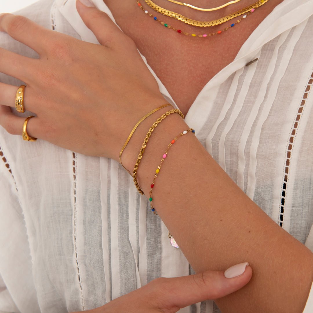 Color Pop Bead Armbånd 18K Guldbelagt - BY CARA