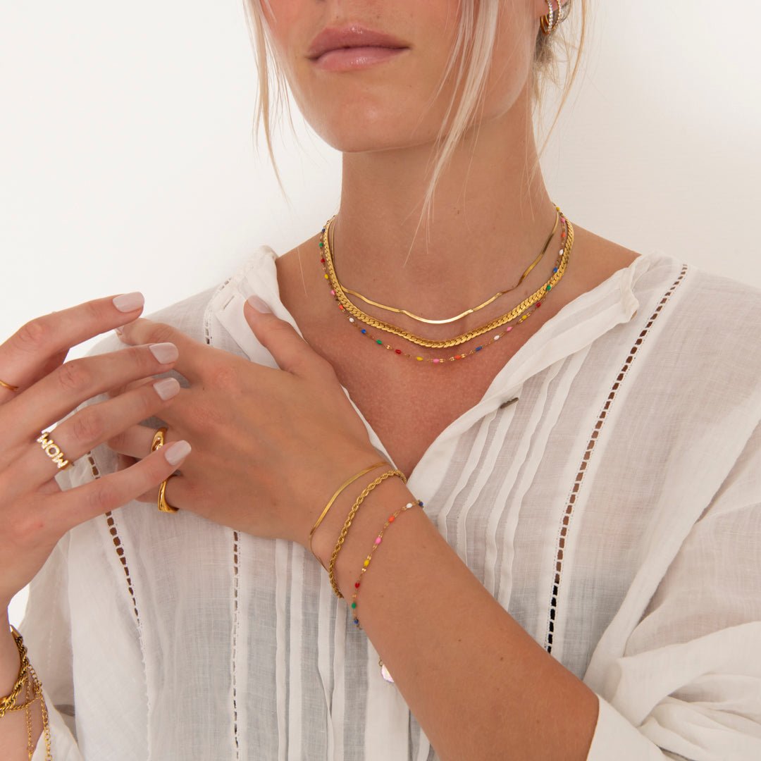 Color Pop Bead Halskæde 18K Guldbelagt - BY CARA