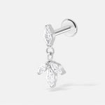 Crystal Bloom Drop Labret sølvfarvet - BY CARA