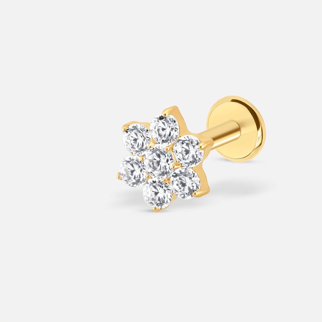 Crystal Bloom Labret guldfarvet - BY CARA