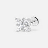 Crystal Blossom Push-In Labret sølvfarvet
