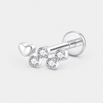 Crystal Branch Heart Labret sølvfarvet - BY CARA
