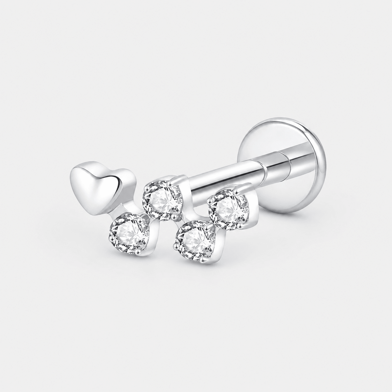 Crystal Branch Heart Labret sølvfarvet - BY CARA