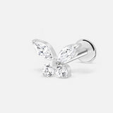 Crystal Butterfly Labret sølvfarvet