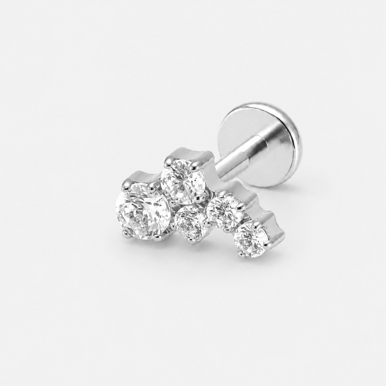Crystal Cascade Labret sølvfarvet - BY CARA