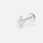 Crystal Cluster Labret sølvfarvet - BY CARA