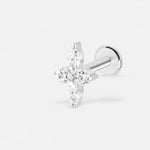 Crystal Cross Flower Labret sølvfarvet - BY CARA