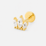 Crystal Crown Labret guldfarvet - BY CARA