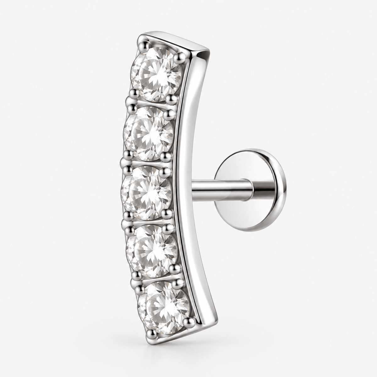 Crystal Curve Labret silver-coloured - BY CARA