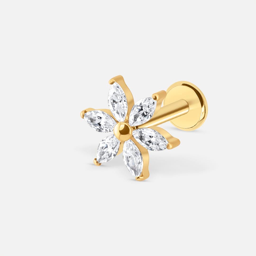 Crystal Daisy Labret guldfarvet - BY CARA