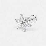 Crystal Daisy Labret sølvfarvet - BY CARA