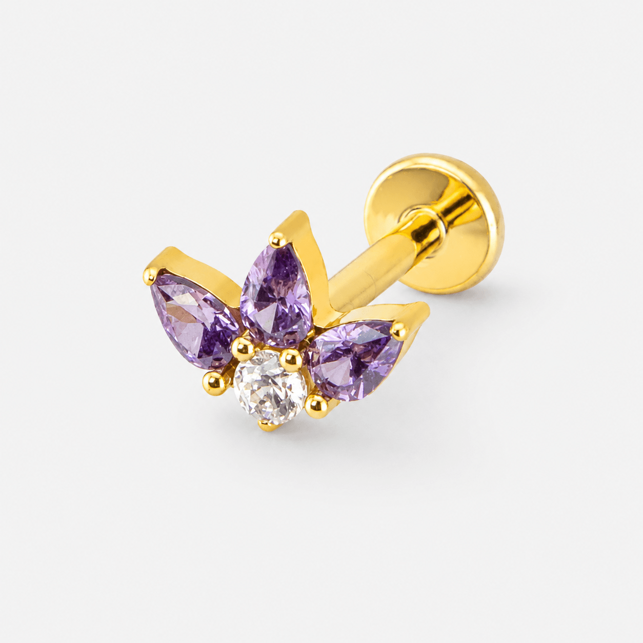 Crystal Dreaming Amethyst Labret guldfarvet - BY CARA