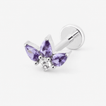 Crystal Dreaming Amethyst Labret zilverkleurig