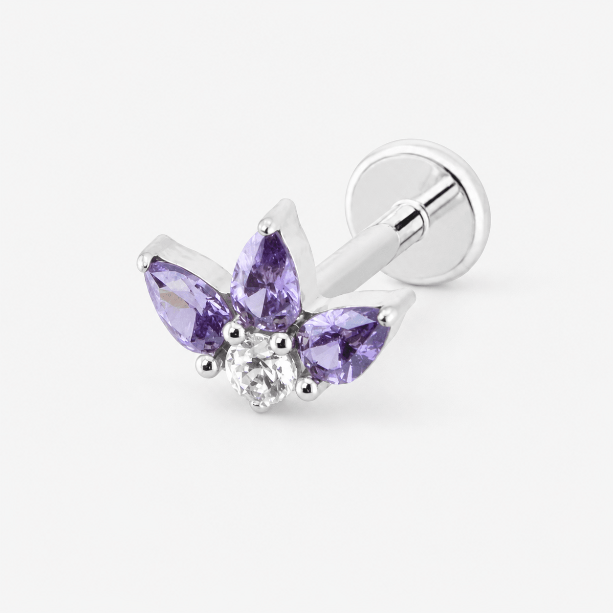 Crystal Dreaming Amethyst Labret sølvfarvet - BY CARA