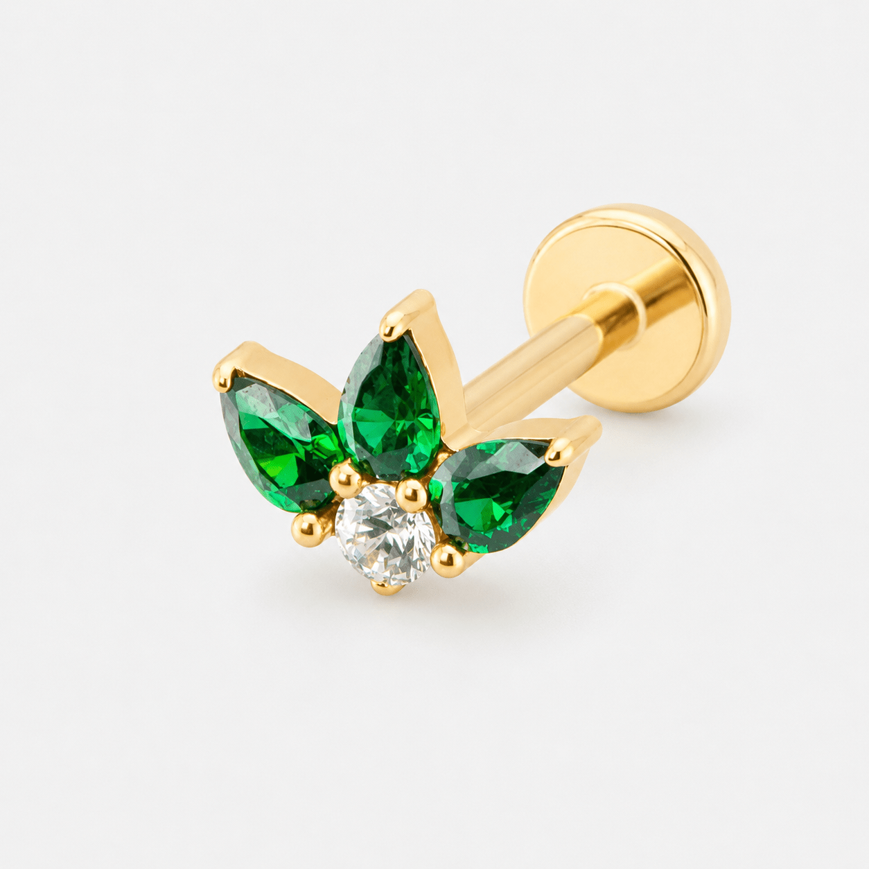 Crystal Dreaming Emerald Labret guldfarvet - BY CARA