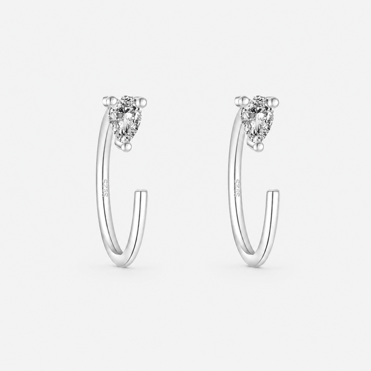 Crystal Drop Half Hoops 925 sølv 8,5 mm - BY CARA
