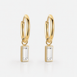 Crystal Drop Hoops Clear 18K gold-plated 10 mm