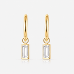 Crystal Drop Hoops Clear 18K gold-plated 10 mm