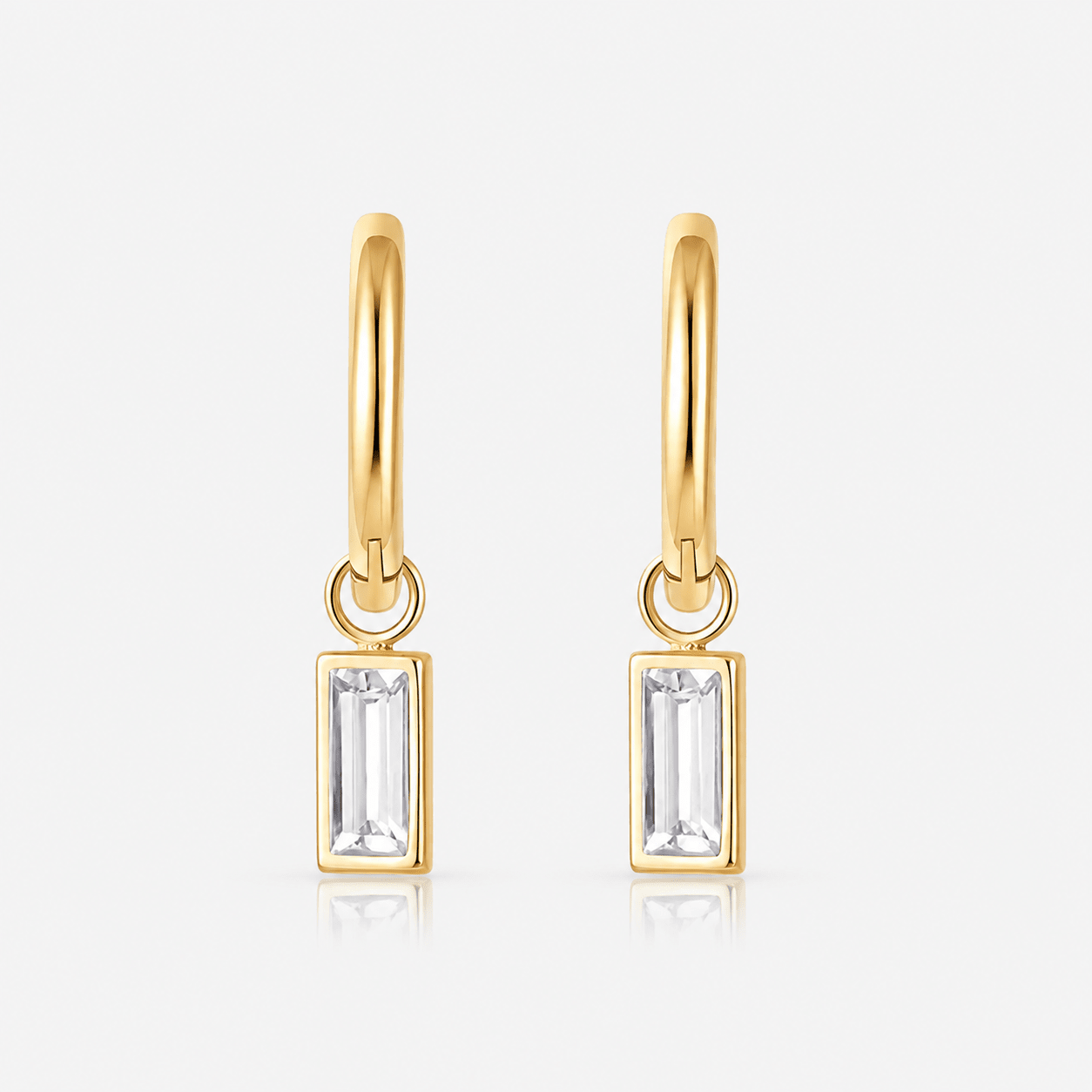 Crystal Drop Hoops Clear 18K Guldbelagt 10 mm - BY CARA