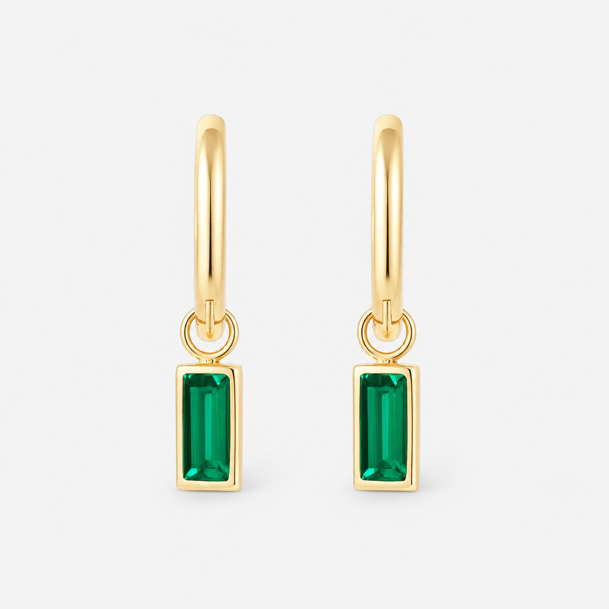Crystal Drop Hoops Emerald 18K Guldbelagt 10 mm - BY CARA