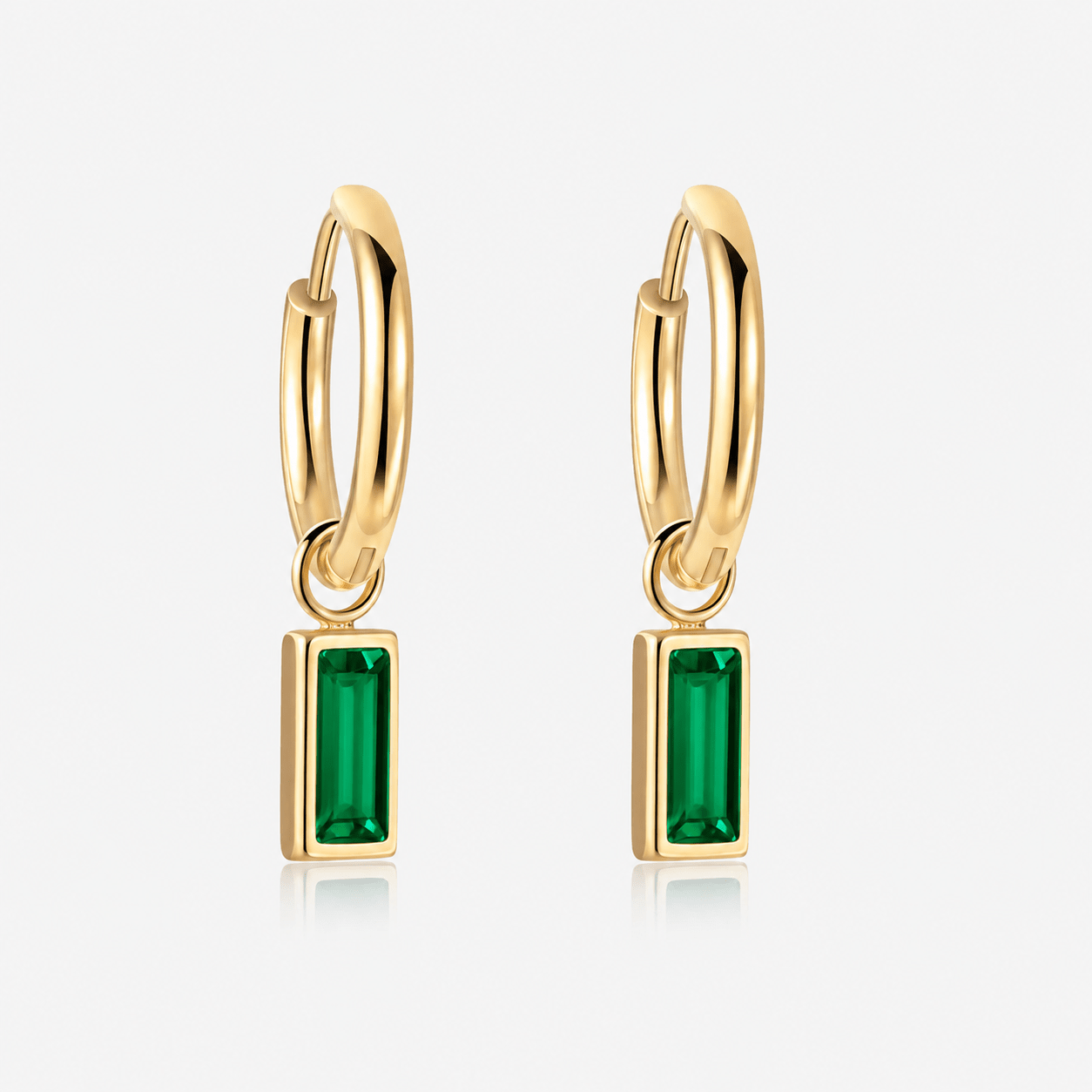 Crystal Drop Hoops Emerald 18K Guldbelagt 10 mm - BY CARA