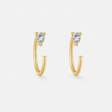 Crystal Drop Hoops Guldbelagt 925 sølv 8,5 mm