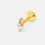 Crystal Duo Drop Labret guldfarvet - BY CARA