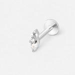 Crystal Duo Drop Labret sølvfarvet - BY CARA