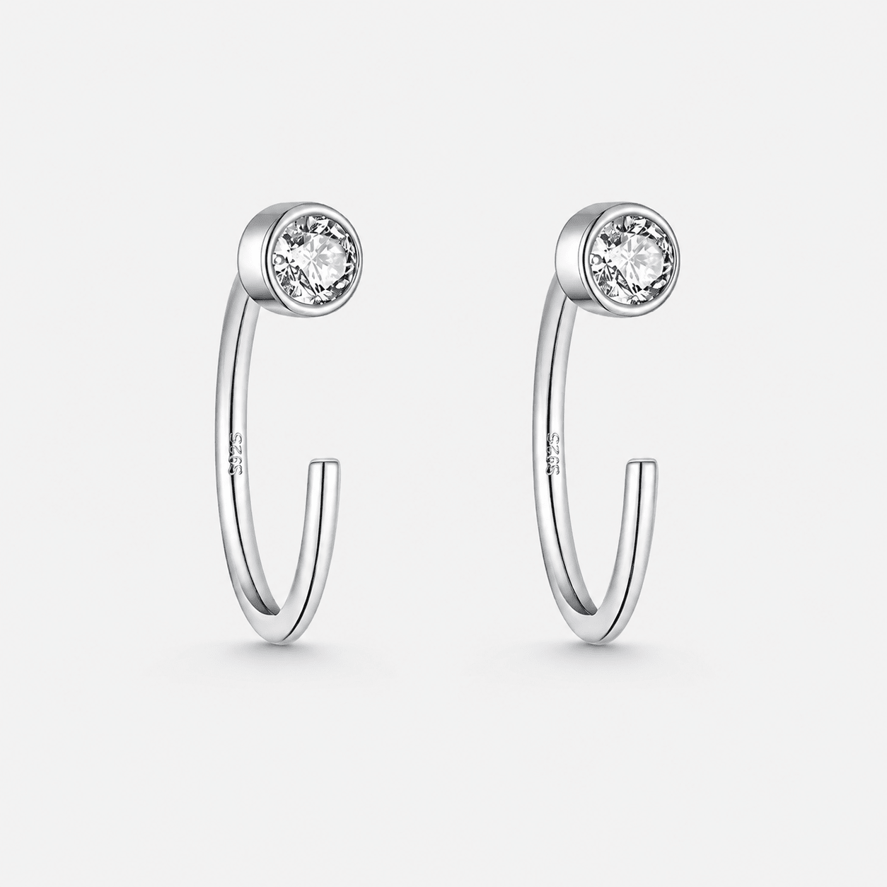 Crystal Halo Half Hoops 925 sølv 8,5 mm - BY CARA