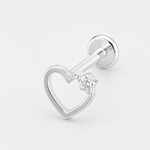 Crystal Heart Outline Labret silver-coloured