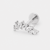 Crystal Leaf Cascade Labret silberfarben