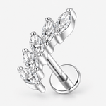 Crystal Leaf Labret silver-coloured - BY CARA