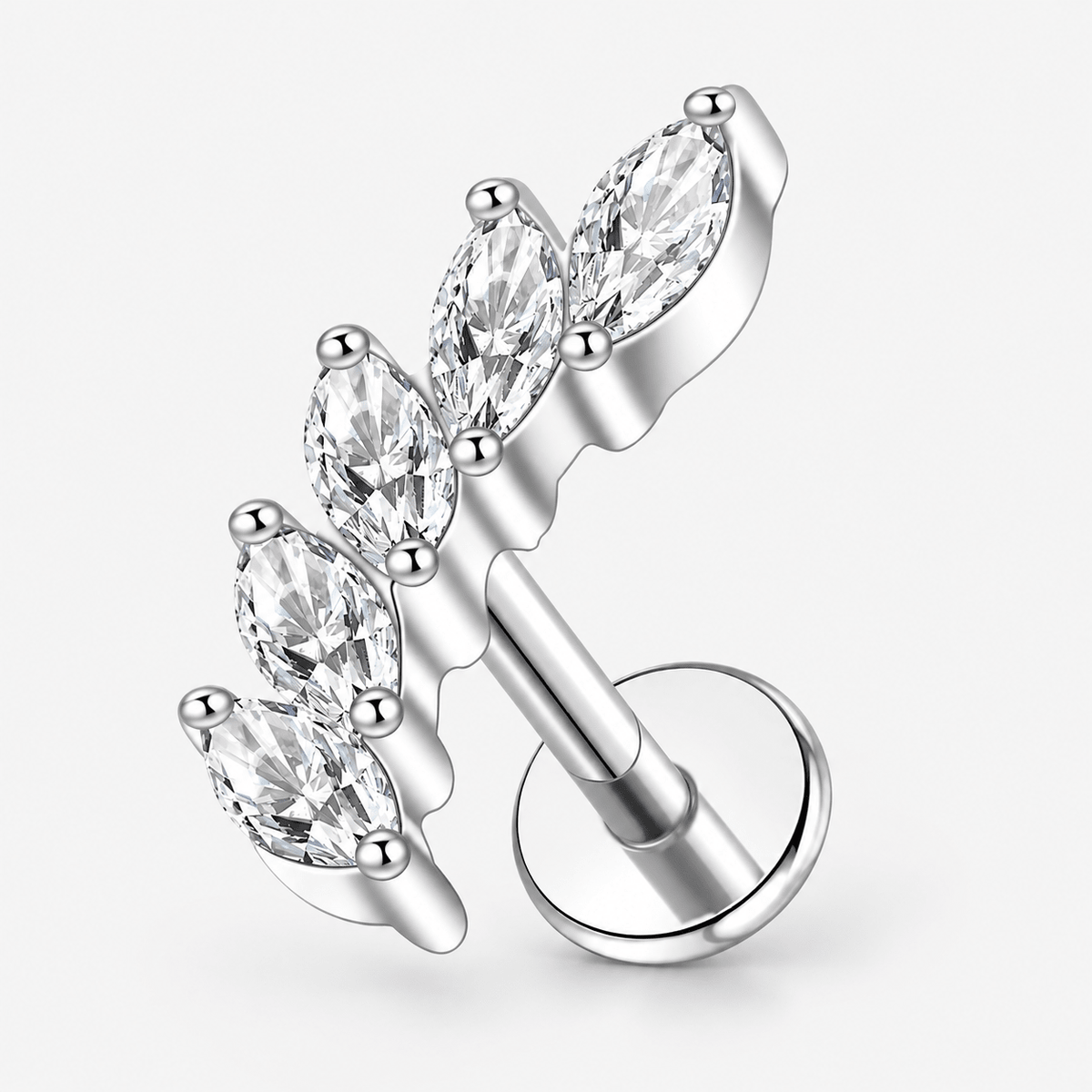 Crystal Leaf Labret silver-coloured - BY CARA