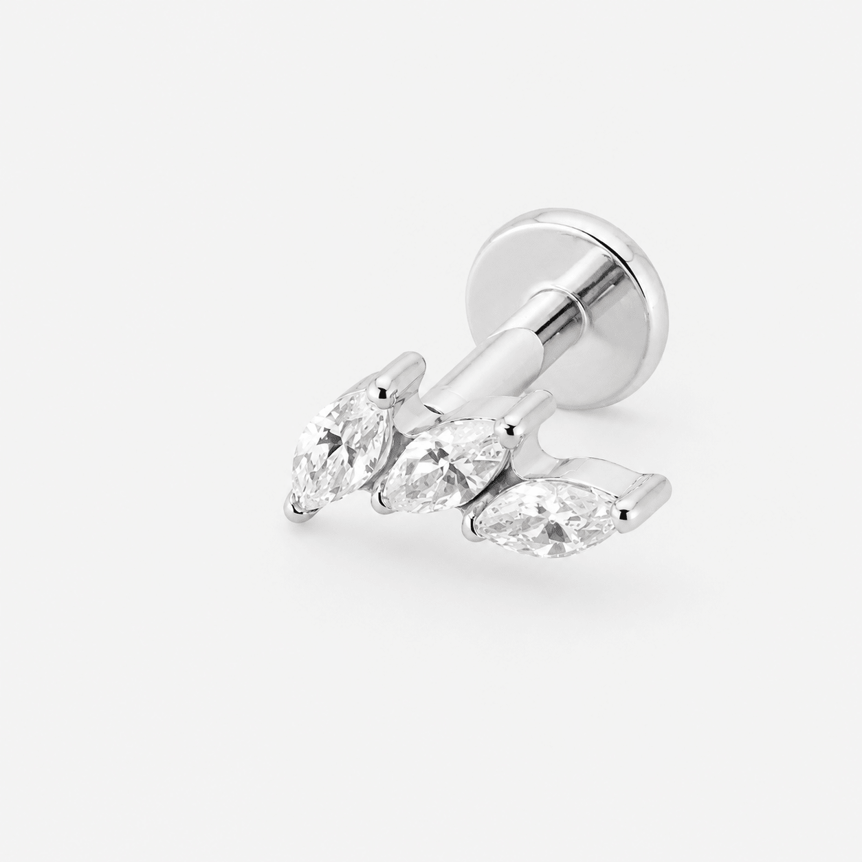 Crystal Leaf Trio Labret sølvfarvet - BY CARA