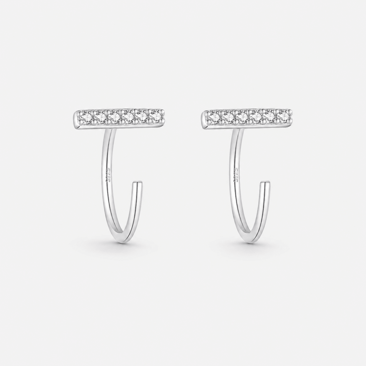 Crystal Line Half Hoops 925 sølv 8,5 mm - BY CARA