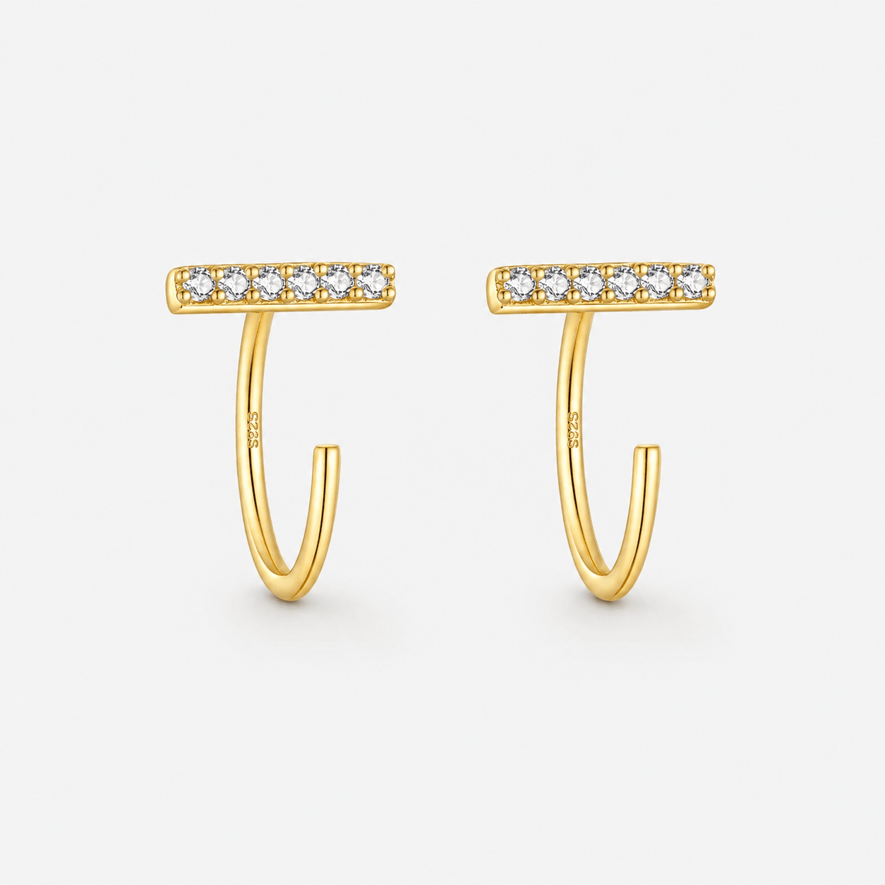 Crystal Line Hoops Guldbelagt 925 sølv 8,5 mm - BY CARA