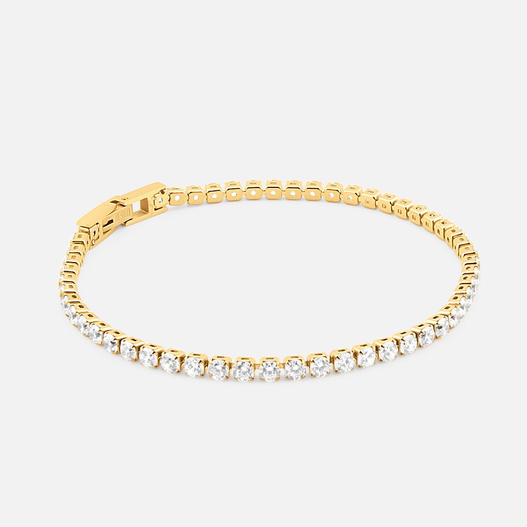 Crystal Line Tennis Armbånd 18K Guldbelagt 3 mm - BY CARA