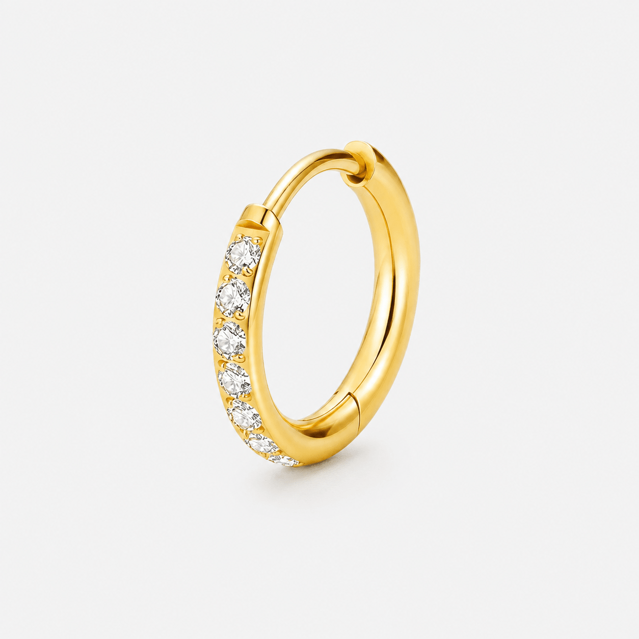 Crystal Pavé Clicker Ring guldfarvet 10 mm - BY CARA