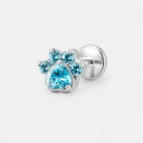 Crystal Paw Blue Labret sølvfarvet