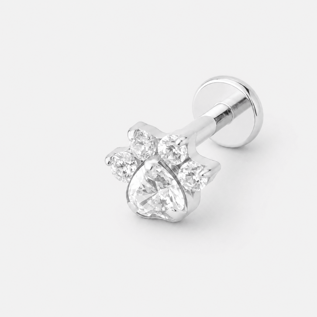 Crystal Paw Labret sølvfarvet - BY CARA